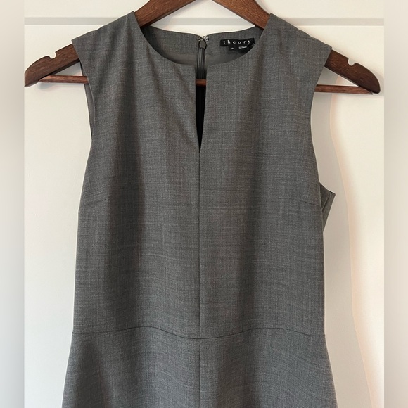 🩶Theory Miyani Split Front Dress In Sevona Stretch Wool (Size 0) - Picture 7 of 16